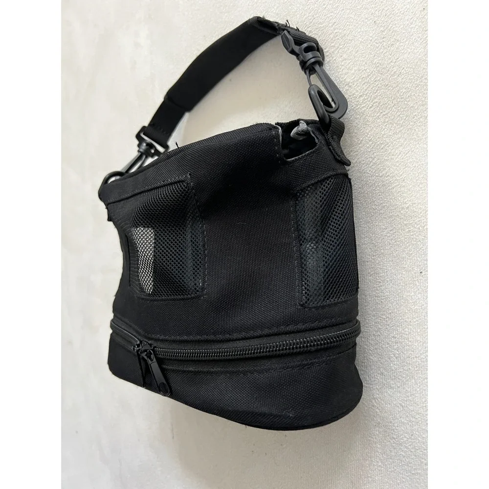 Black Canvas Small Animal Pet Carrier Bag Mesh Windows Travel Tote